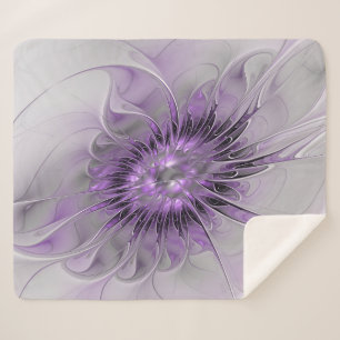 Lavender Flower Dream Modern Abstract Fractal Art Sherpa Deken