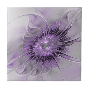 Lavender Flower Dream Modern Abstract Fractal Art Tegeltje