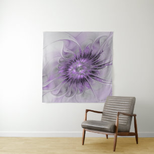 Lavender Flower Dream Modern Abstract Fractal Art Wandkleed
