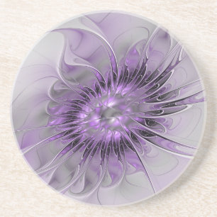Lavender Flower Dream Modern Abstract Fractal Art Zandsteen Onderzetter