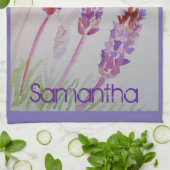 Lavender Flower Paars Waterverf and Bee Tea Tow Theedoek (Gevouwen)