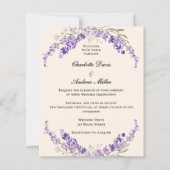 Lavender flowers champage cream wedding invitation (Voorkant)