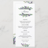 Lavender Flowers Eucalyptus Foliage Weddenschap Me Menu (Voorkant / Achterkant)