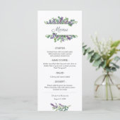 Lavender Flowers Eucalyptus Foliage Weddenschap Me Menu (Staand voorkant)