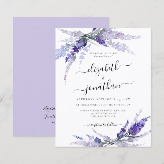 Lavender Flowers Floral Lila Budget Mauve Wedding (Voorkant / Achterkant)