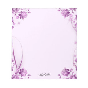 Lavender Flowers Notepad JOUW TEKST Notitieblok