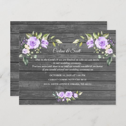 Lavender Flowers Old Barn Weddenschap Reception Informatiekaartje (Voorkant / Achterkant)