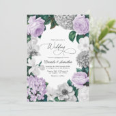 Lavender Fog, Heather Gray & Winter White Wedding Kaart (Staand voorkant)