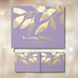 Lavender Foil Funeral Livre D'Invité En Mémoire Am