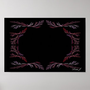 Lavender Fractal Floral Border Canvas of Poster