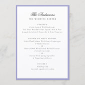 Lavender Frame Calligraphy Name Wedding Dinner Menu (Voorkant)