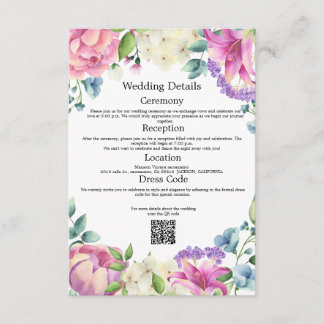 Lavender Garden Romantic Floral Wedding Details QR Informatiekaartje