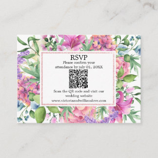 Lavender Garden Romantic Watercolor Floral Respons Informatiekaartje