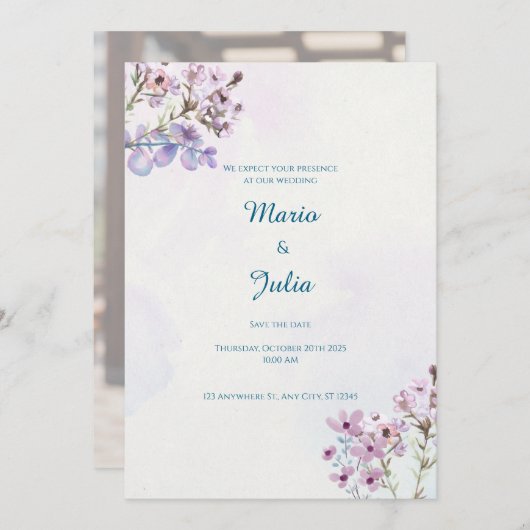 Lavender Garden Wedding Invitation Design (Devant / Derrière)