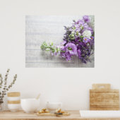 lavender-gekleurde bloemen op oud poster (Keuken)
