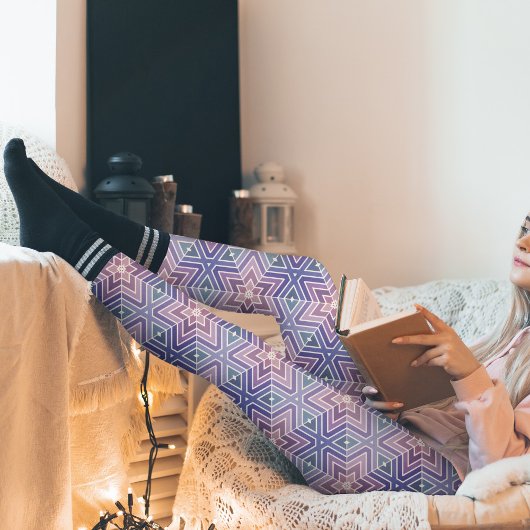 Lavender Geometric Star Maze Patroon Leggings