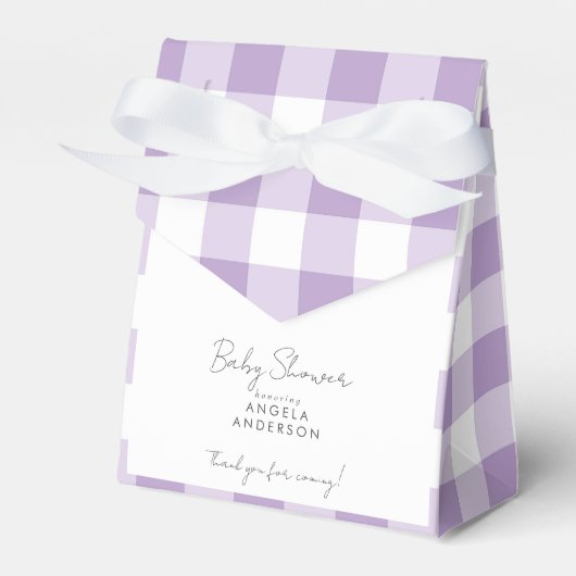 Lavender Gingham Baby shower Dank u Bedankdoosjes (Voorkant Zijde)