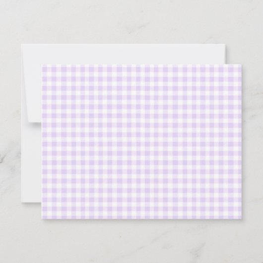 Lavender Gingham check Baby Girl Flat Dank u Bedankkaart (Achterkant)