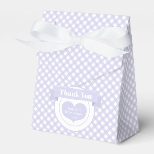 Lavender Gingham Pattern Baby shower Dank u wel Bedankdoosjes (Voorkant Zijde)