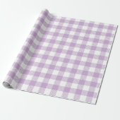Lavender Gingham Retro Paars Pset Cadeaupapier (Uitgerold)