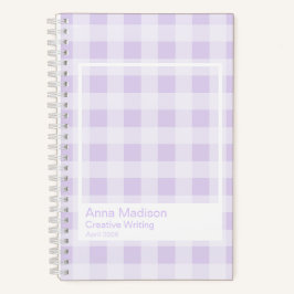 Lavender Gingham Transparent Frame Notebook Notitieboek