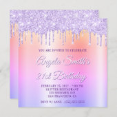 Lavender Glitter Drips Shimmer Drop Shadow Kaart (Voorkant / Achterkant)