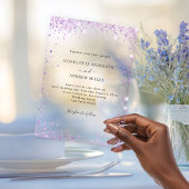 Lavender glitter evening clear wedding acryl uitnodigingen