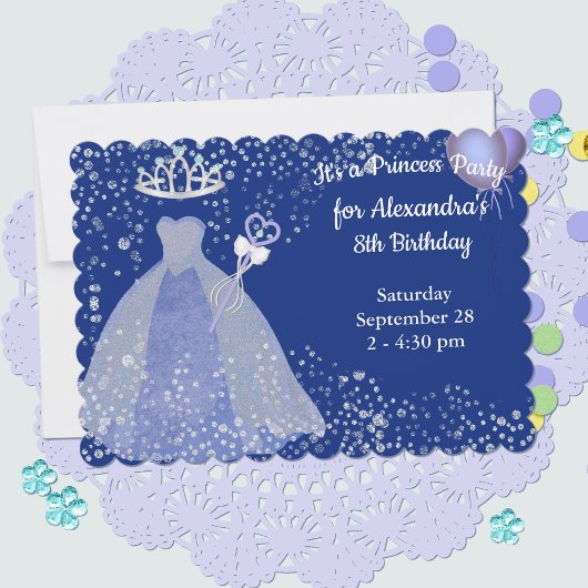 Lavender Glitter Princess Birthday Uitnodiging