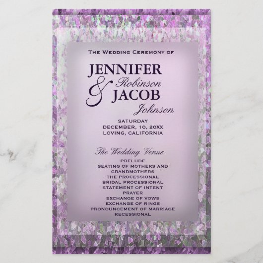 Lavender Glitter Wedding Programme (Voorkant)