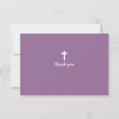 Lavender & Gold Floral Cross First Heilige Communi Bedankkaart (Achterkant)