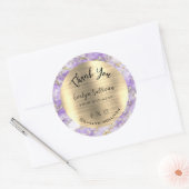 Lavender Gold Fluid Marble Hartelijk dank Ronde Sticker (Envelop)