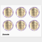 Lavender Gold Fluid Marble Hartelijk dank Ronde Sticker (Vel)