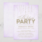 Lavender & Gold Glitter Kijk Bachelorette Party Kaart (Voorkant / Achterkant)