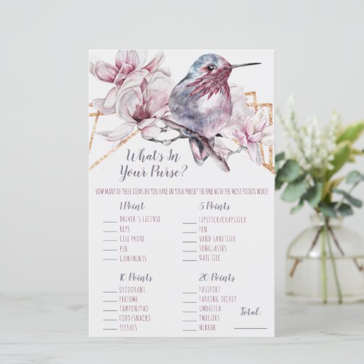 Lavender & Gold Hummingbird Wat zit er in je tas? (Staand voorkant)