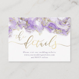 lavender gold ink Wedding Website Kaart
