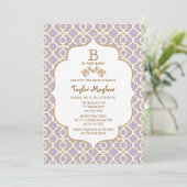 Lavender Gold Marocain Baby Shower Invitations (Debout devant)