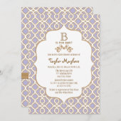 Lavender Gold Marocain Baby Shower Invitations (Devant / Derrière)