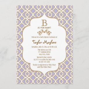 Lavender Gold Marocain Baby Shower Invitations