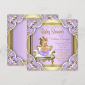 Lavender Gold Princess Baby Shower Invitations (Devant / Derrière)