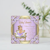 Lavender Gold Princess Baby Shower Invitations (Debout devant)