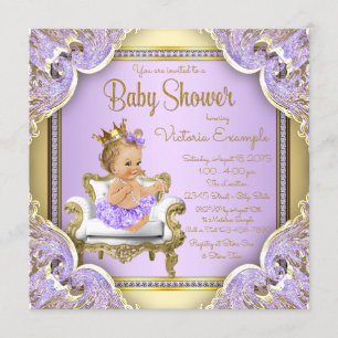 Lavender Gold Princess Baby Shower-uitnodigingen Kaart