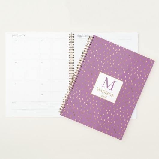 Lavender Gold Raindrop Moderne Monogramme tendance (Devant avec enveloppe)