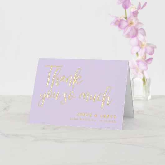 Lavender & Gold Weddenschap Hartelijk dank Folie Wenskaart (Orchidee)