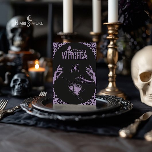 Lavender Gothic Witchy Halloween Flat Invitation