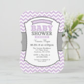 Lavender Gray Chevron Baby shower Uitnodiging (Staand voorkant)