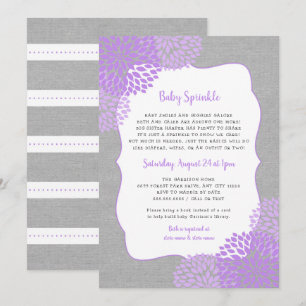 Lavender Gray Girl Baby Sprinkle-uitnodiging Kaart