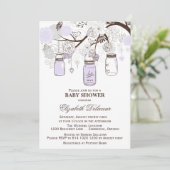 Lavender & Gray Mason Jars Baby shower Uitnodiging (Staand voorkant)