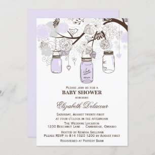 Lavender & Gray Mason Jars Baby shower Uitnodiging