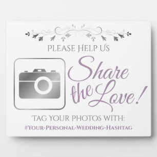 Lavender & Gray Weddenschap Foto delen Hashtag Fotoplaat