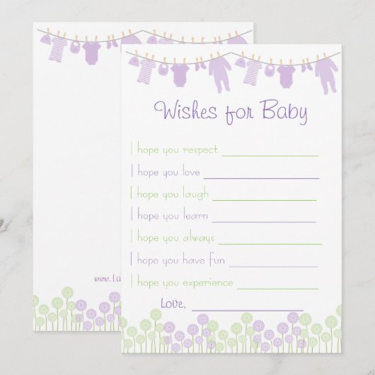 Lavender & Green Baby shower wil Baby gamen Kaart (Voorkant / Achterkant)